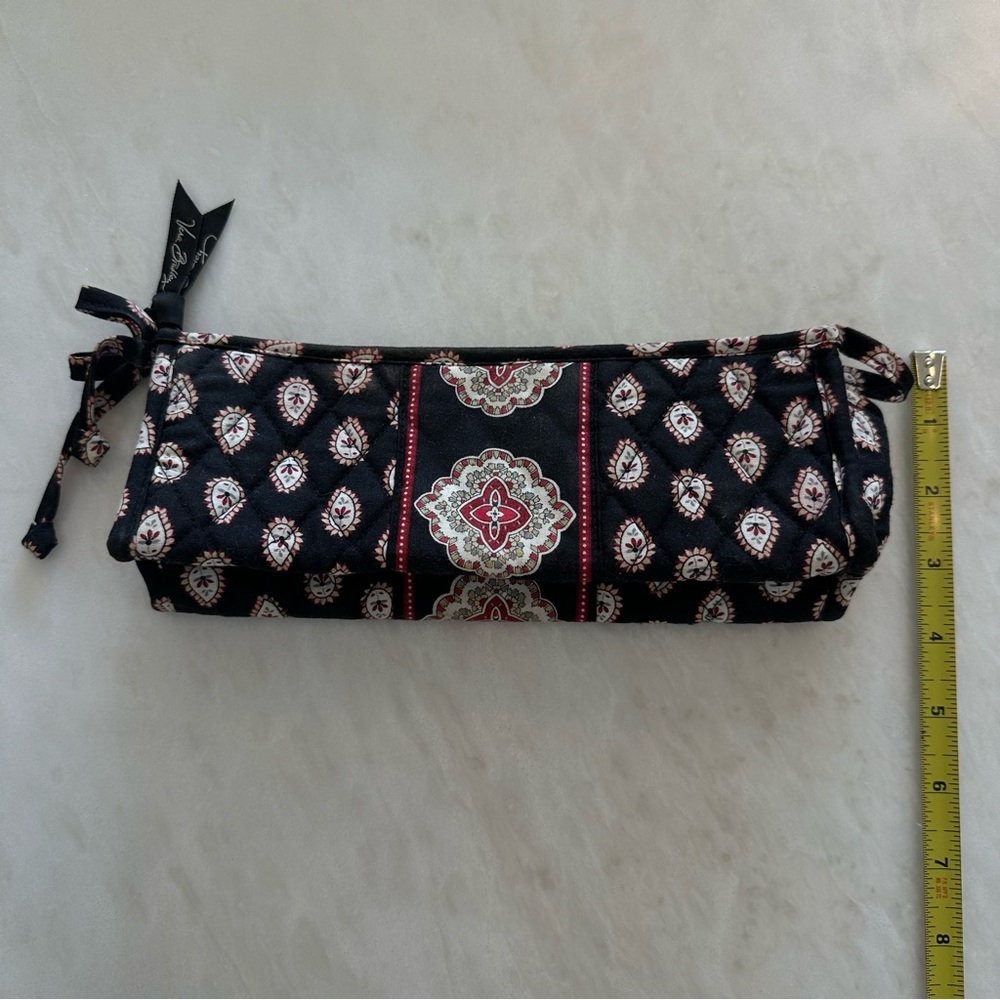 Vintage Vera Bradley Makeup Brush Bag Retired Classic Black Pattern Quilted Case - Picture 4 of 7